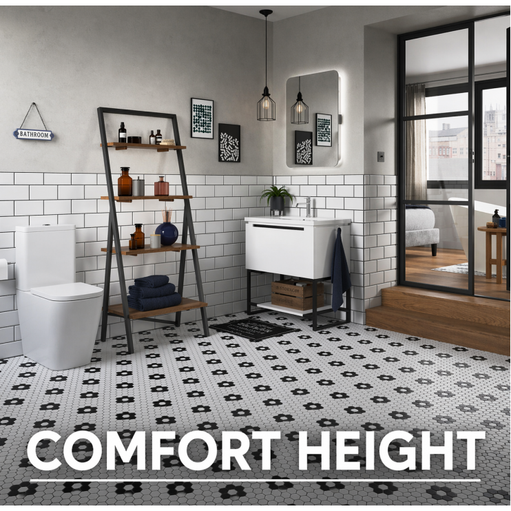 Tilia Rimless Close Coupled Fully Shrouded Comfort Height WC & Soft Close Seat