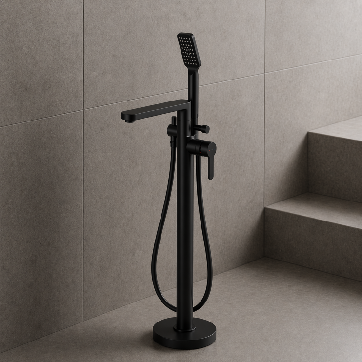 Abode Levarto Floor Standing Bath Shower Mixer - Matt Black