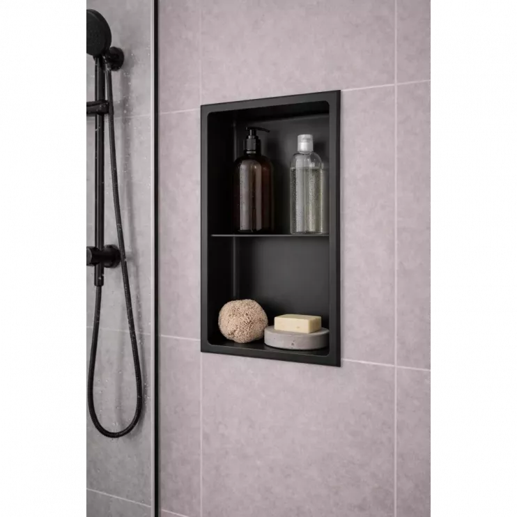 610x305mm Bathroom Niche - Matt Black 610x305mm Bathroom Niche - Matt Black