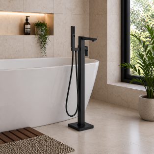 Berio Floor Standing Bath/Shower Mixer - Matt Black Bathroom Taps Berio Floor Standing Bath/Shower Mixer - Matt Black Bathroom Taps