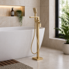 Berio Floor Standing Bath/Shower Mixer - Brushed Brass Bathroom Taps