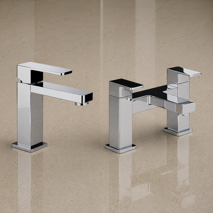 Abode Fervour Chrome Bathroom Tap Pack (Basin Mixer & Bath Filler) - Chrome Bathroom Taps Abode Fervour Chrome Bathroom Tap Pack (Basin Mixer & Bath Filler) - Chrome Bathroom Taps