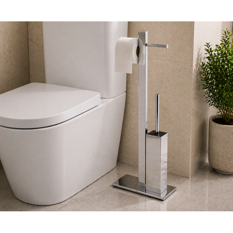 Origins Living Bridge Bathroom Butler Stand in Chrome 7632-13 Origins Living Bridge Bathroom Butler Stand in Chrome 7632-13