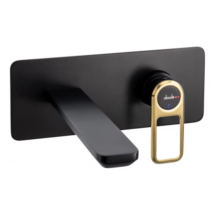 Abode Levarto Wall Mounted Basin/Bath Mixer - Matt Black & Brass