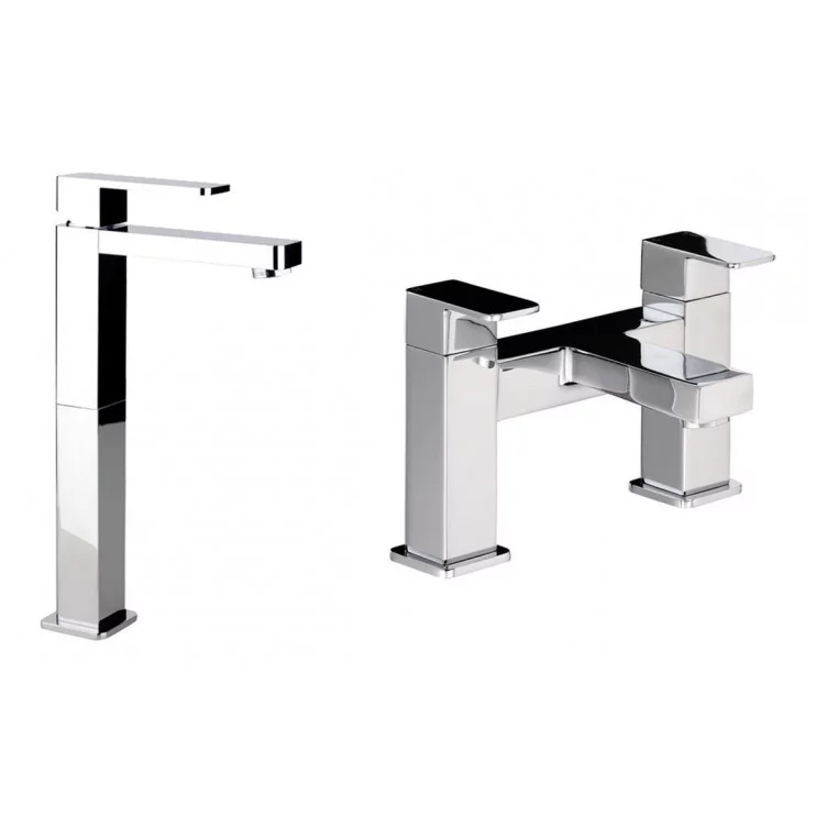 Bathroom Tap Sets In Chrome ABPK0006 Abode Fervour Bathroom Chrome Tap Pack (Tall Basin Mixer & Bath Filler) - Chrome