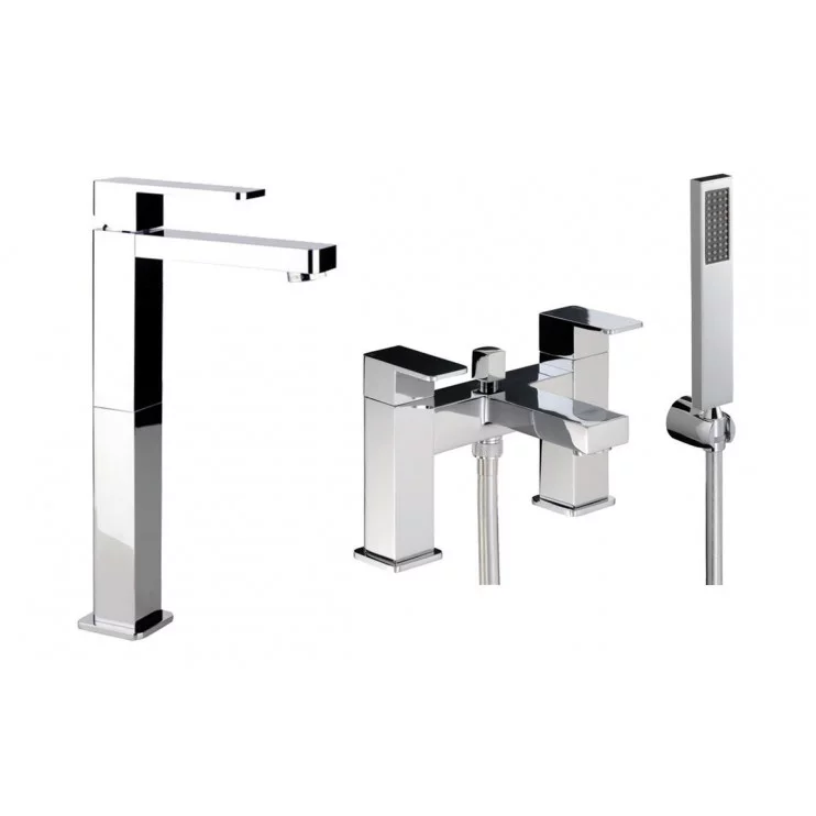Bathroom Tap Sets In Chrome ABPK0008 Abode Fervour Bathroom Chrome Pack (Tall Basin Mixer & Bath/Shower Mixer)