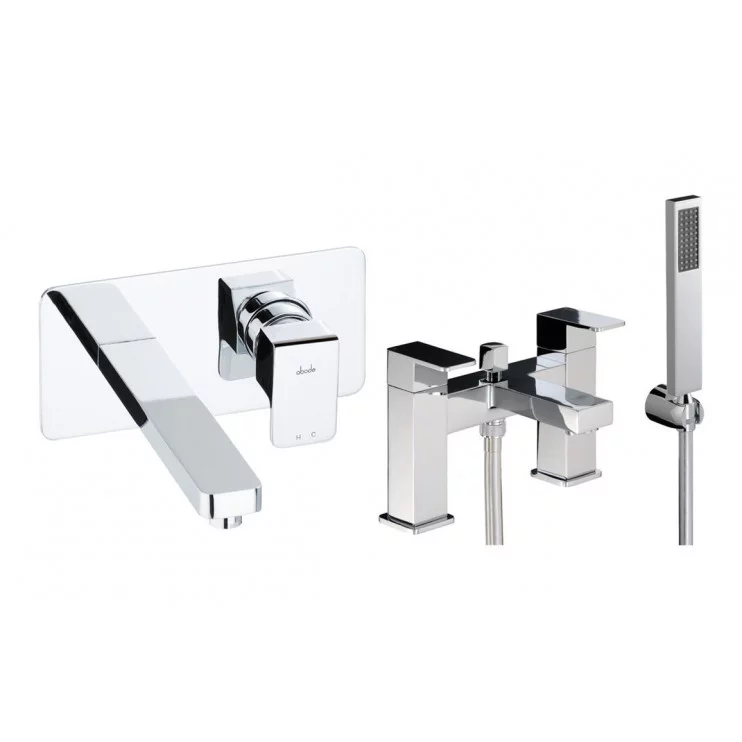 Bathroom Tap Sets In Chrome ABPK0012 Abode Fervour Bathroom Chrome Tap Pack Offer (Wall Mounted Basin Mixer & Bath/Shower Mixer)