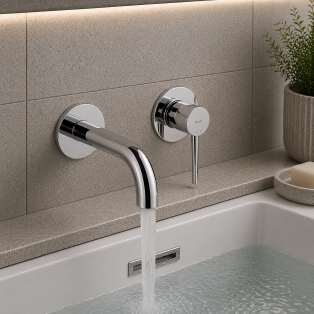 Abode Chao Wall Mounted 2-Hole Bath Mixer - Chrome Bathroom Taps