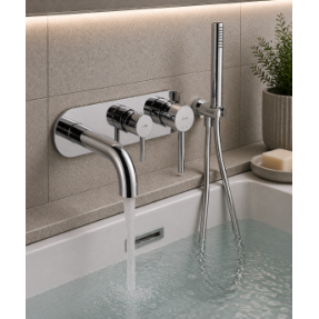 Abode Chao Wall Mounted Bath Shower Mixer - Chrome Bathroom Taps