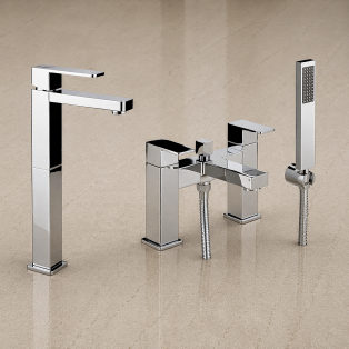 Abode Fervour Bathroom Chrome Pack (Tall Basin Mixer & Bath/Shower Mixer) 