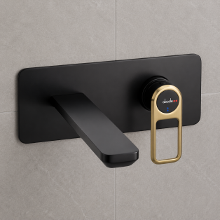 Abode Levarto Wall Mounted Basin/Bath Mixer - Matt Black & Brass