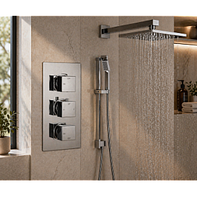 Cosmic Square Shower Valve & Kit Pack 3 - Chrome