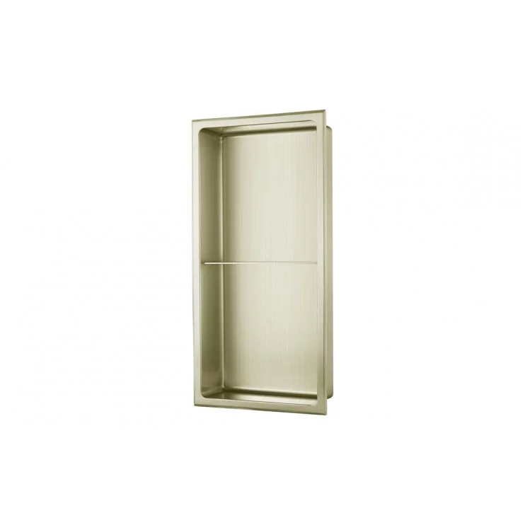 610x305mm Bathroom Niche - Brushed Brass