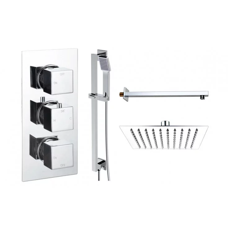 Cosmic Square Shower Valve & Kit Pack 3 - Chrome