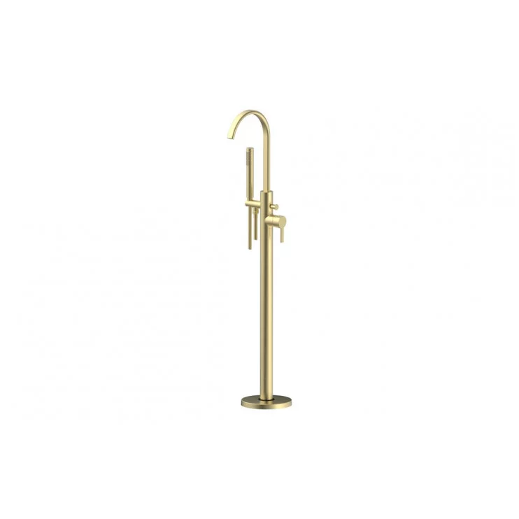 Evola Floor Standing Bath/Shower Mixer - Brushed Brass Bathroom Taps