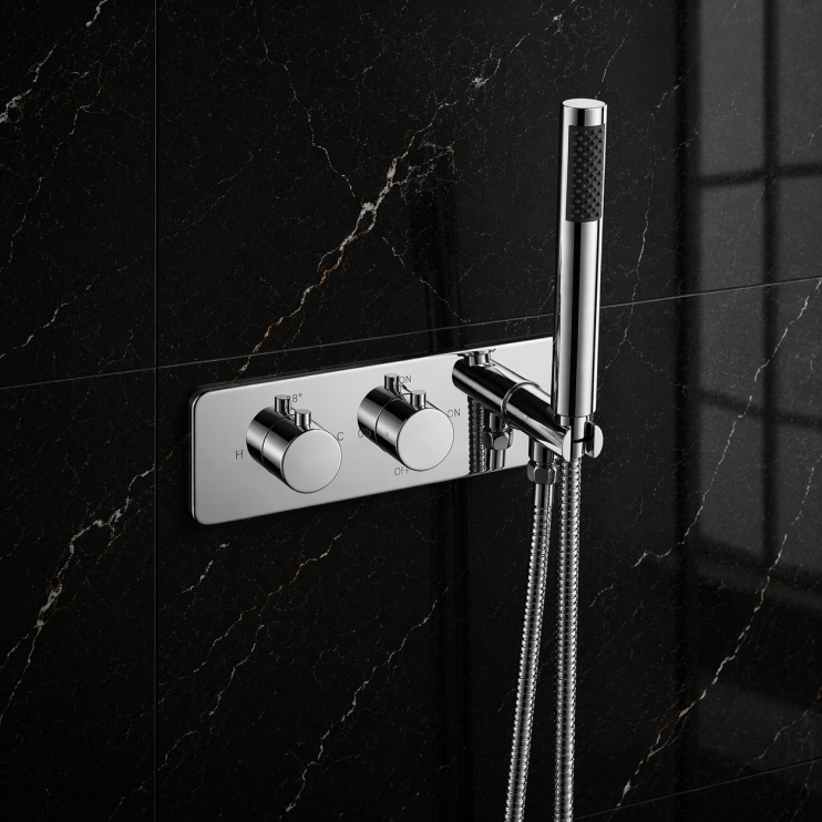 Luna Thermostatic Two Outlet Shower Valve w/Handset - Chrome