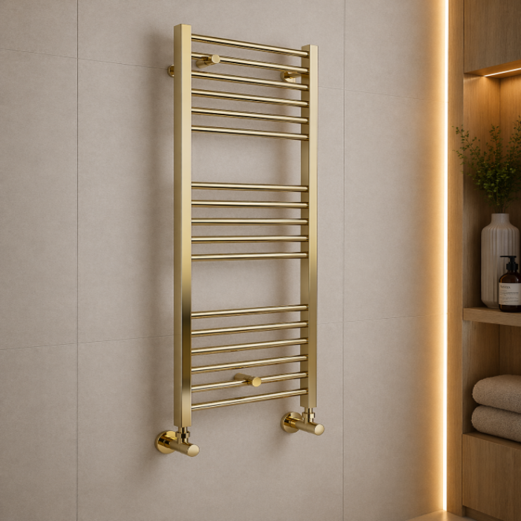 Grada Straight 30mm Ladder Radiator (500x1200x30mm) - Brushed Brass