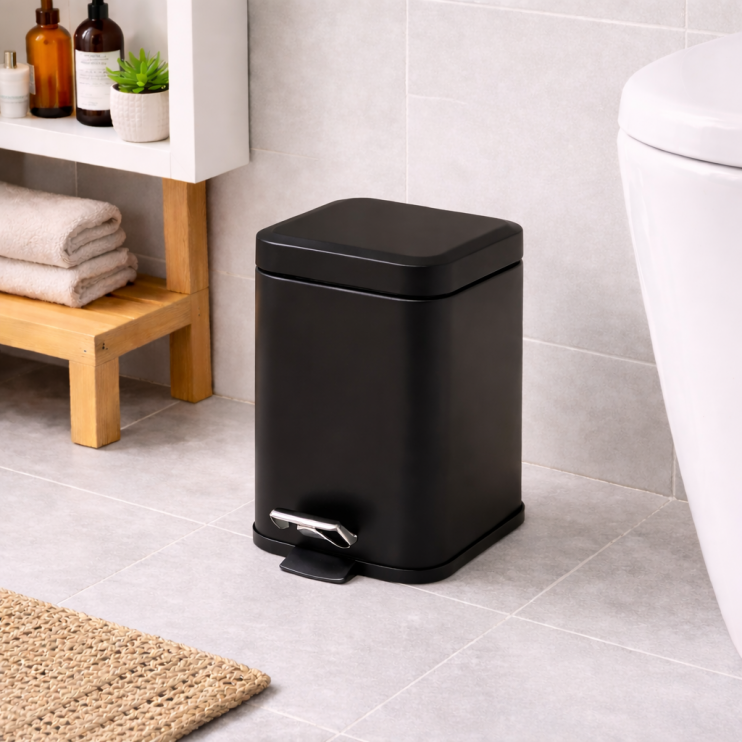 Origins Living Square Pedal Bin 3L Soft Close - Black 2209-14