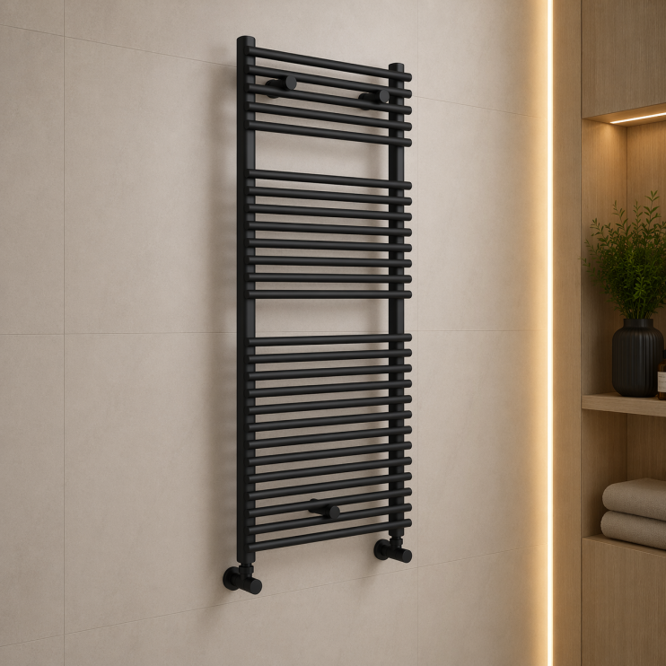 Teplo Round Ladder Radiator (500x1190mm) - Black