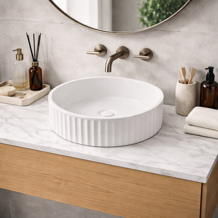 Fluted 400mm Round Washbowl
