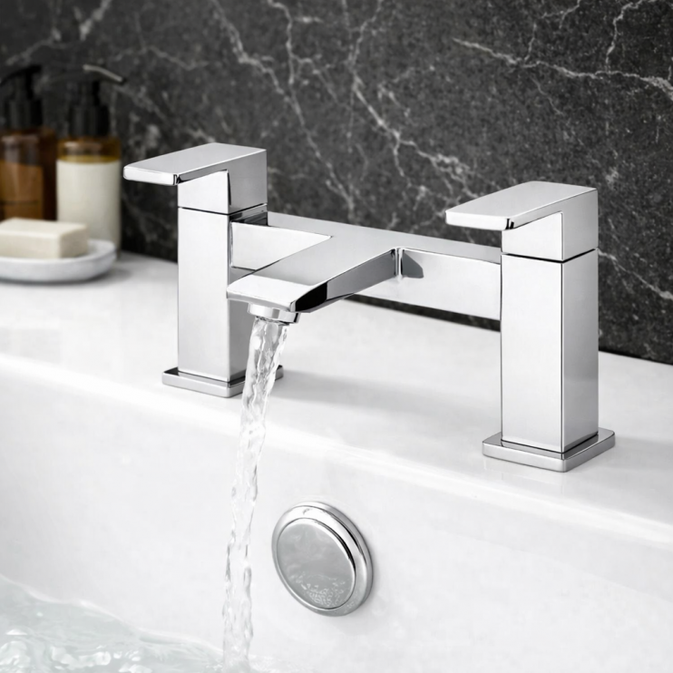 Abode Fervour Deck Mounted Bath Filler - Chrome Bathroom Taps