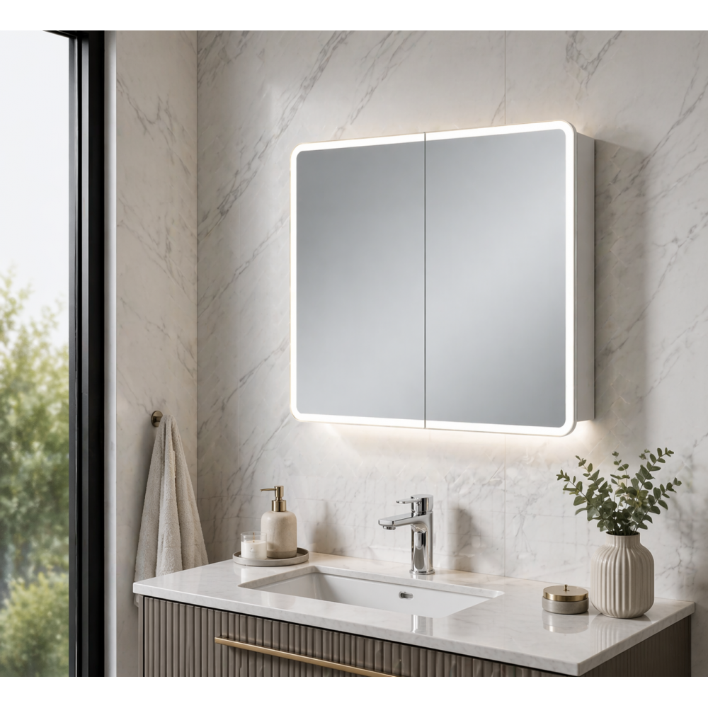 Akari 600mm 2 Door LED Mirrored Cabinet