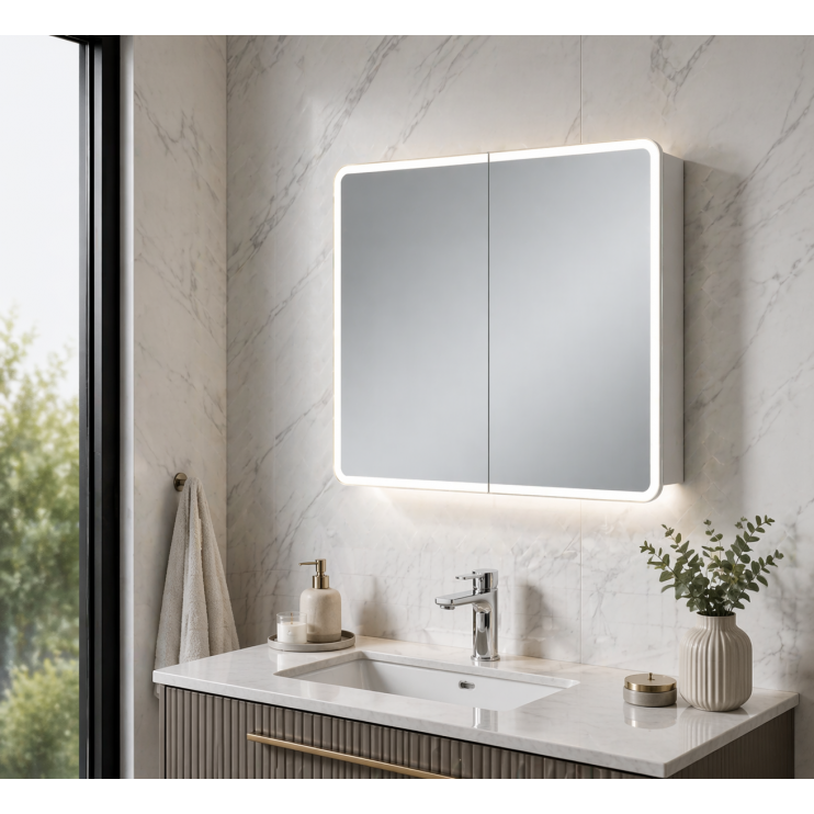 Akari 600mm 2 Door LED Mirrored Cabinet