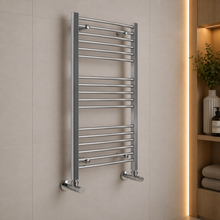 Grada Curved 30mm Ladder Radiator (500x1200x30mm) - Chrome Heated towel rails 