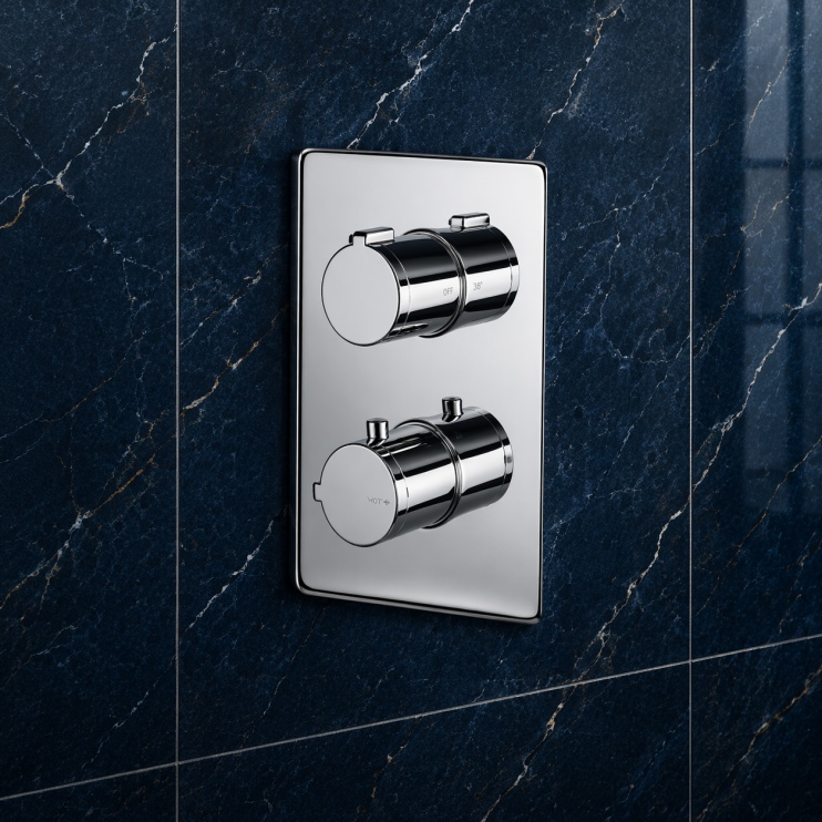 Vema Rectangular Two Outlet Thermostatic Mixer Valve