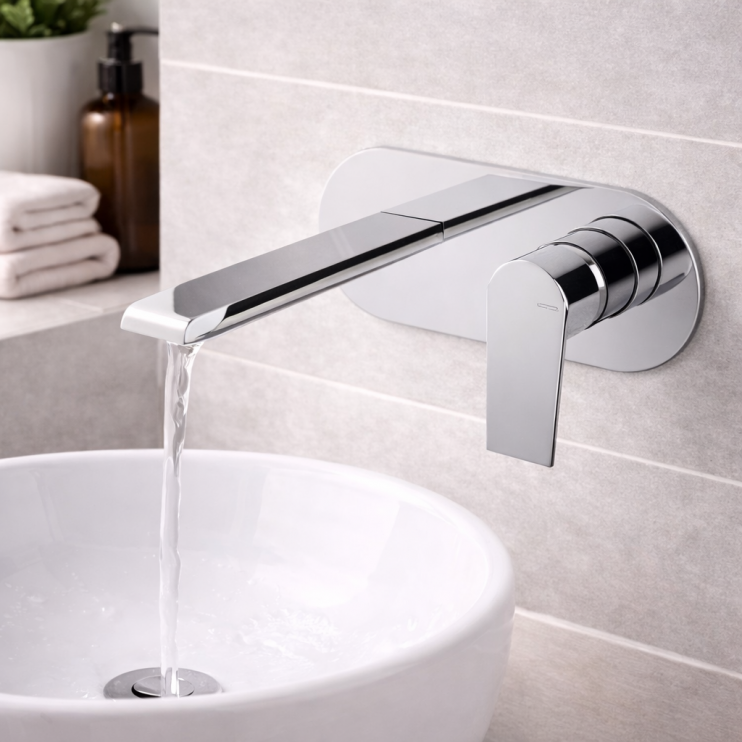 Vema Timea Wall Mounted Basin Mixer - Chrome