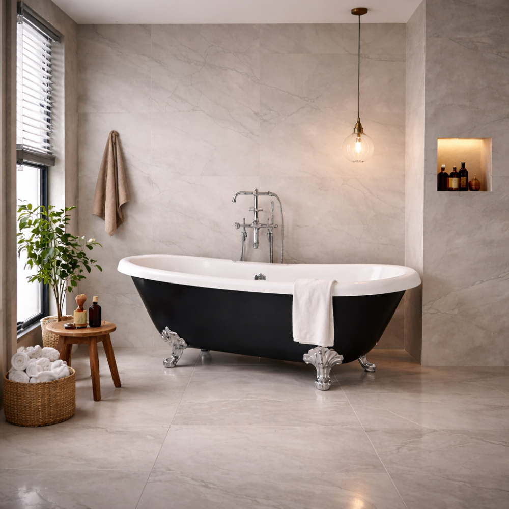 Richmond Freestanding 1690x740x620mm 2TH Bath w/Feet - Black Richmond Freestanding 1690x740x620mm 2TH Bath w/Feet - Black