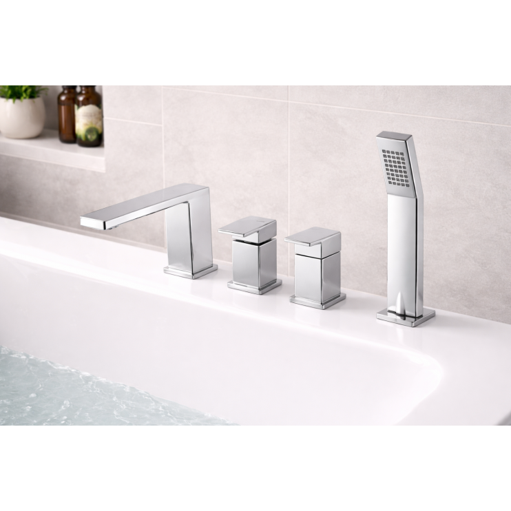 Vema Lys 4-Hole Deck Mounted Bath/Shower Mixer - Chrome Bathroom Taps