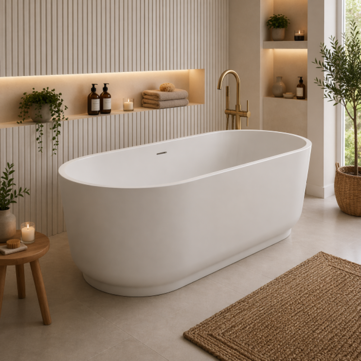 Ludlow Freestanding 1685x804mm 0TH Bath - Matt White