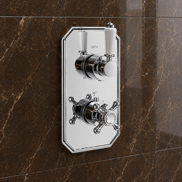Berwick Traditional Lever Thermostatic Single Outlet Shower Valve - Chrome