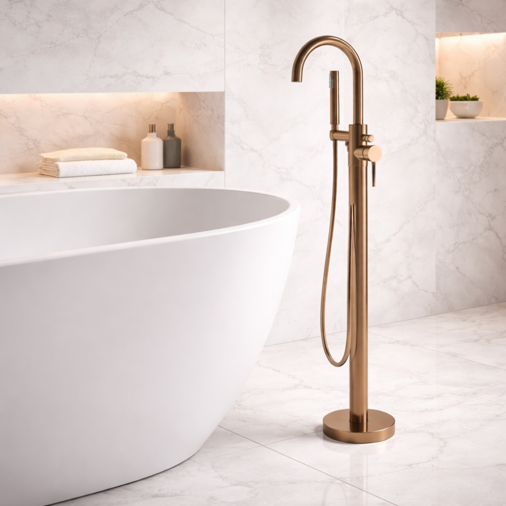 Floor Mounted Bath Mixers DITB1144 Pescara Floor Standing Bath/Shower Mixer - Brushed Bronze