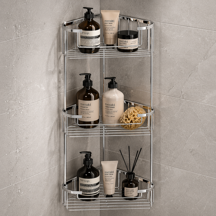 Origins Living Gedy Triple Corner Basket - Chrome 2484-13 Origins Living Gedy Triple Corner Basket - Chrome 2484-13