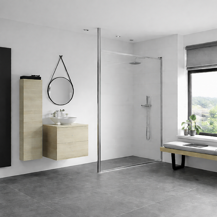 Iconix 1000mm 8mm Glass Wetroom Panel & Floor-to-Ceiling Pole - Chrome Iconix 1000mm 8mm Glass Wetroom Panel & Floor-to-Ceiling Pole - Chrome