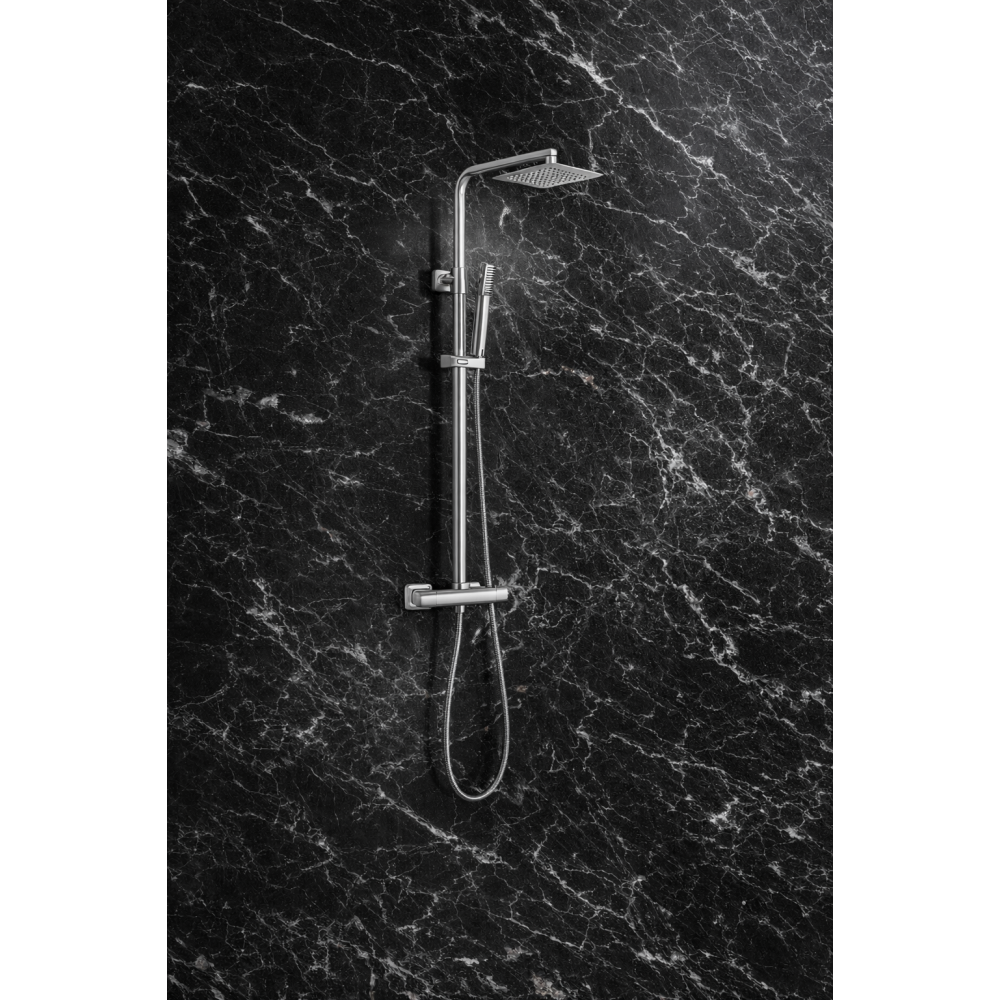 Vema Thermostatic Shower Column w/Fixed Head & Riser - St/Steel