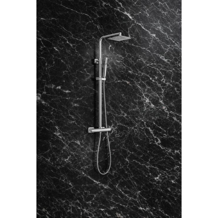 Vema Thermostatic Shower Column w/Fixed Head & Riser - St/Steel