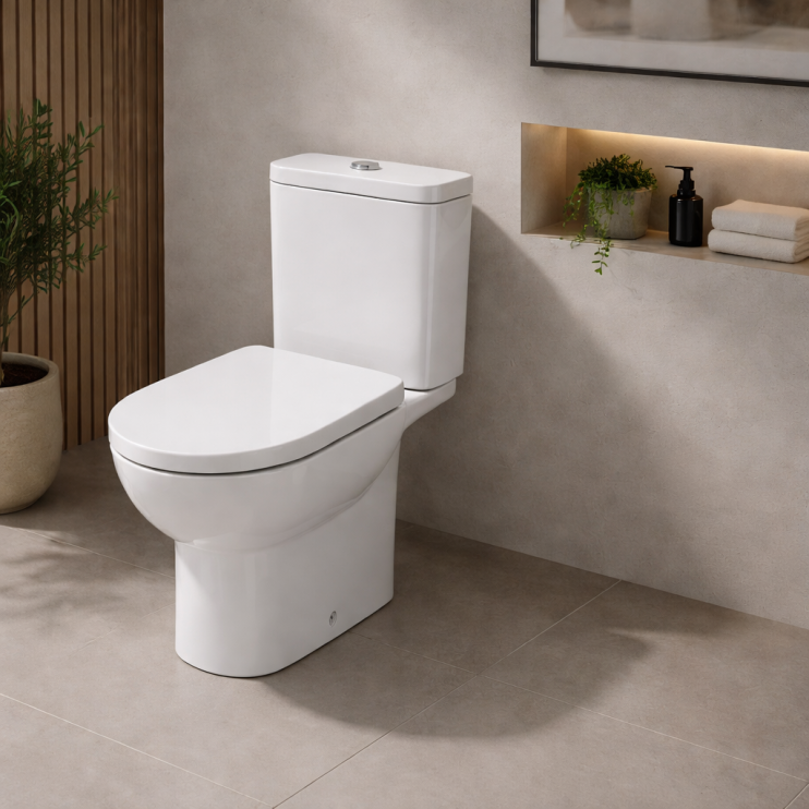 Close Coupled Rimless WC & Soft Close Seat