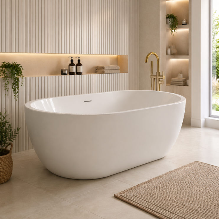 Freestanding 1650x745x580mm 0TH Bath - Gloss White