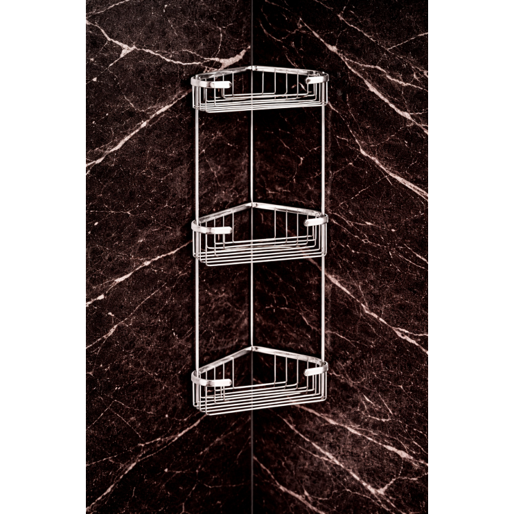 Origins Living Gedy Triple Corner Basket - Chrome 2484-13 Origins Living Gedy Triple Corner Basket - Chrome 2484-13