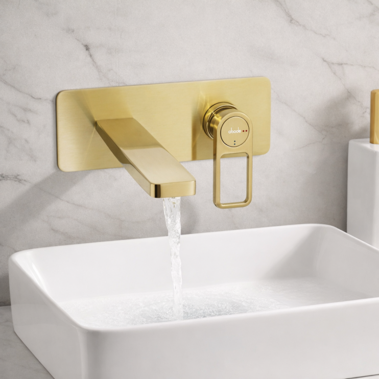Abode Levarto Wall Mounted Basin/Bath Mixer - Brushed Brass