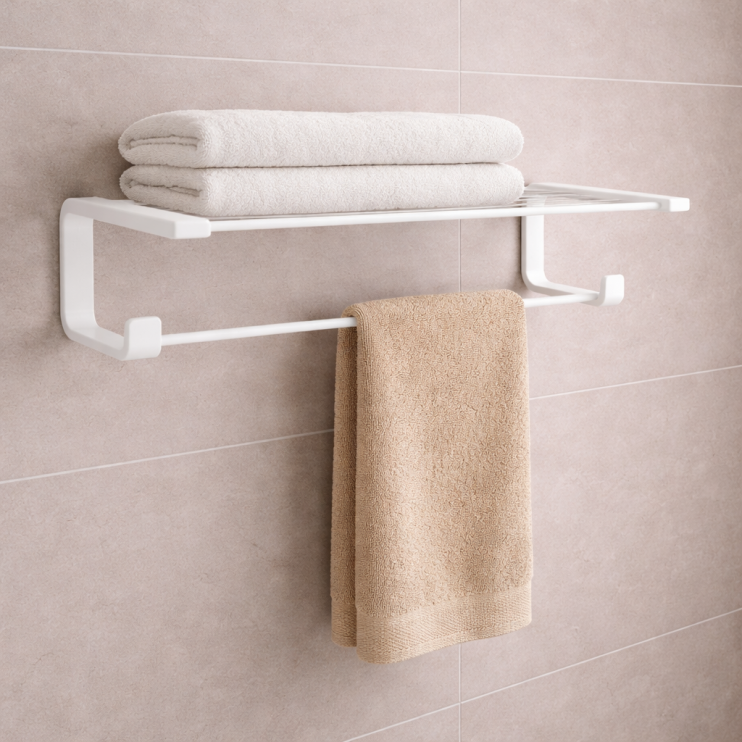 Origins Living Outline Double Towel Rack - White 3235-22 Bathroom Wall Accessories