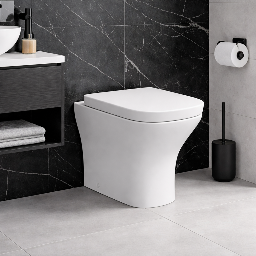 Cedarwood Rimless Comfort Height Back To Wall WC & Wrapover Soft Close Seat
