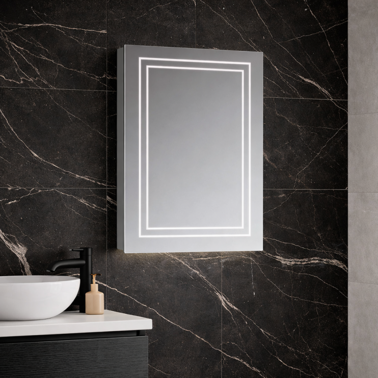 Suki 500mm 1 Door Front-Lit LED Mirror Cabinet