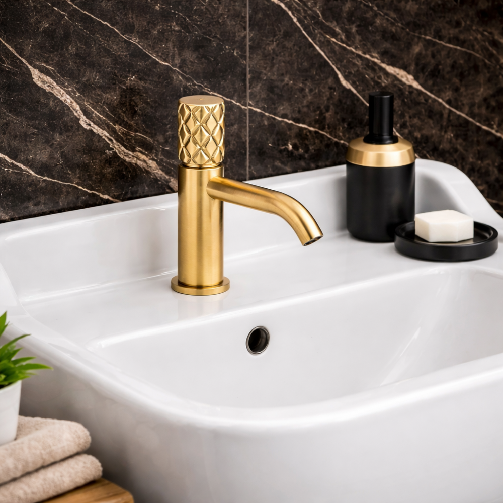 Abode Kite Basin Mixer - Antique Brass Bathroom Taps