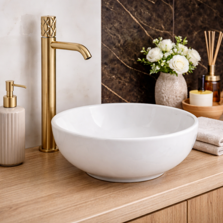Abode Kite Tall Basin Mixer - Antique Brass Bathroom Taps