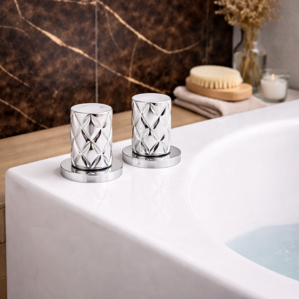 Abode Kite Deck Mounted Panel Valves - Chrome Bathroom Taps