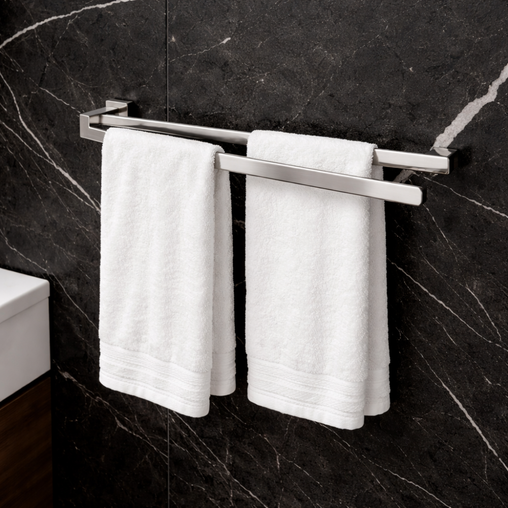 Pirenei in Brushed Nickel Accessories PI23-38 Origins Living Pirenei Double Swing Towel Rail - Brushed Nickel PI23-38